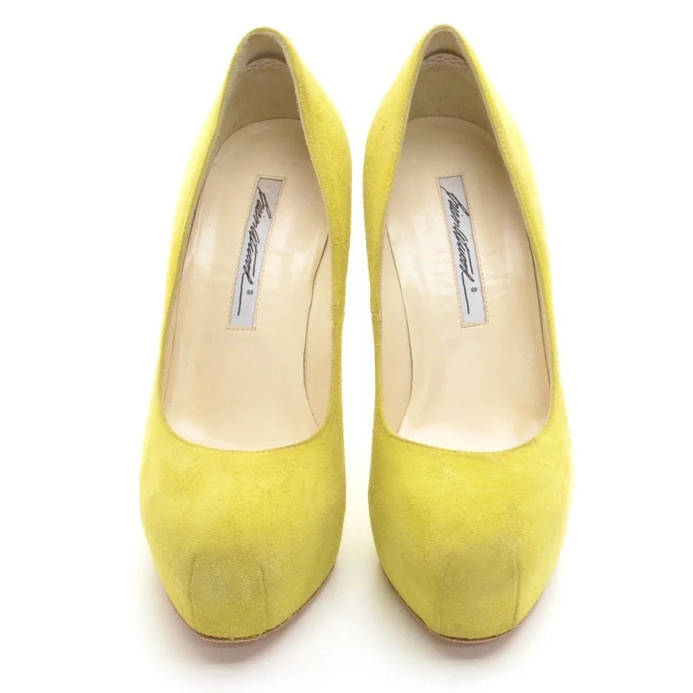 Brian Atwood Maniac Lime Suede Platform High Pumps 36